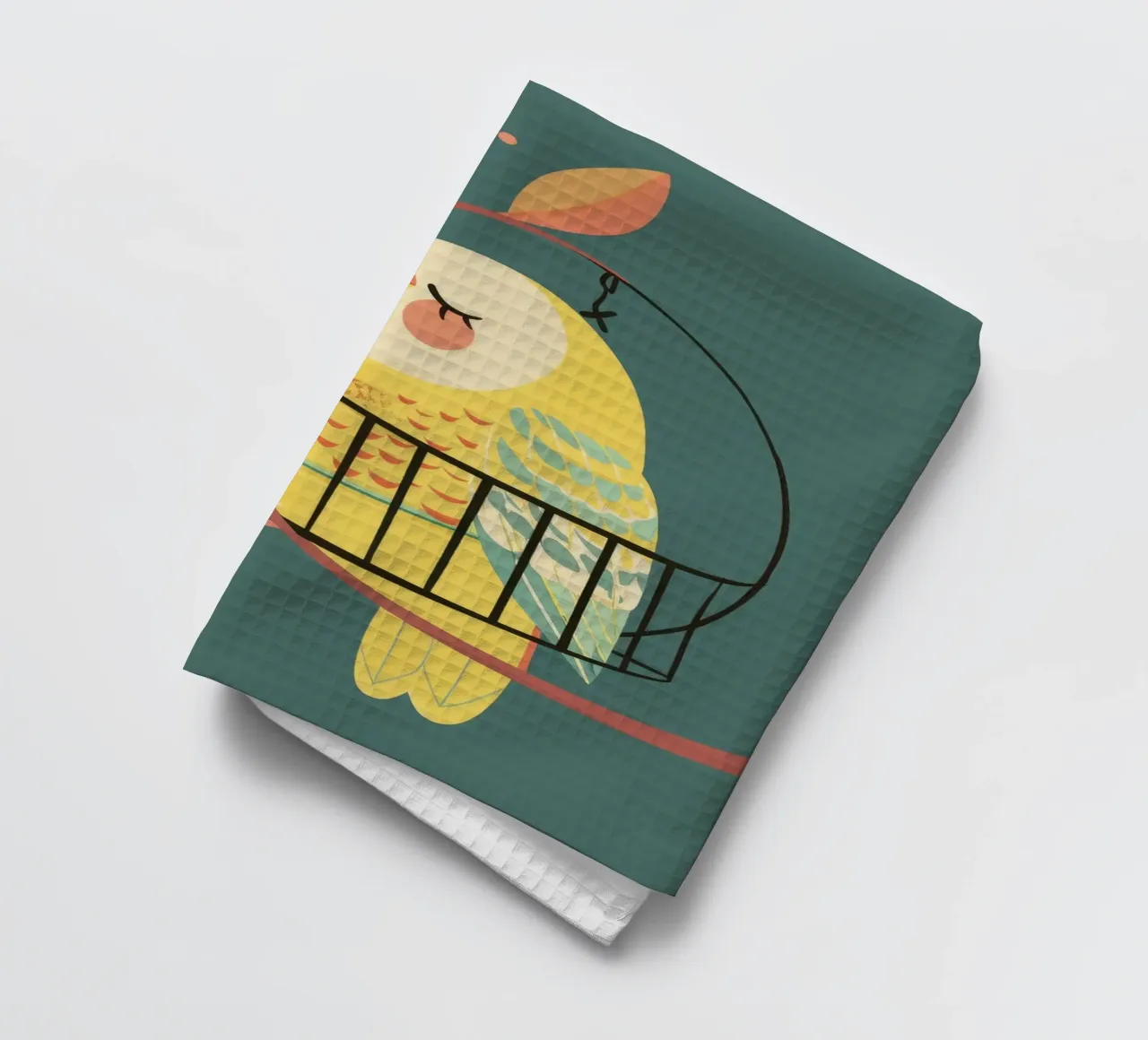The Playful Budgie: A Moment of Serenity in the Trees tea towel by DesignDoodle