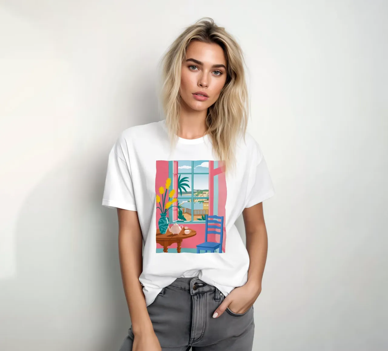 Tavolo Seaside Cafe t-shirt da FadeAura