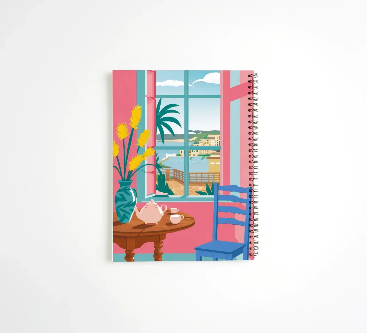 Seaside Cafe Table spiral notebook by FadeAura