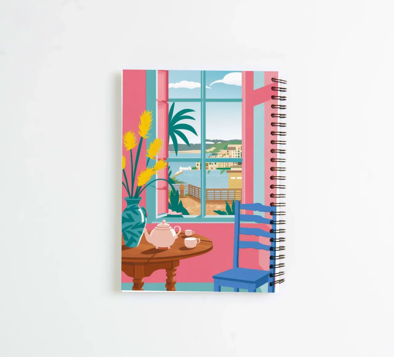 Seaside Cafe Table spiral notebook by FadeAura