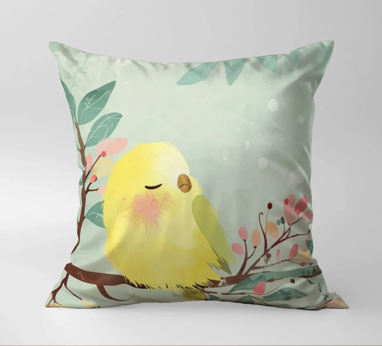 Incantevole Budgie addormentato, esplosione colorata di bellezza piumata cuscino da DesignDoodle