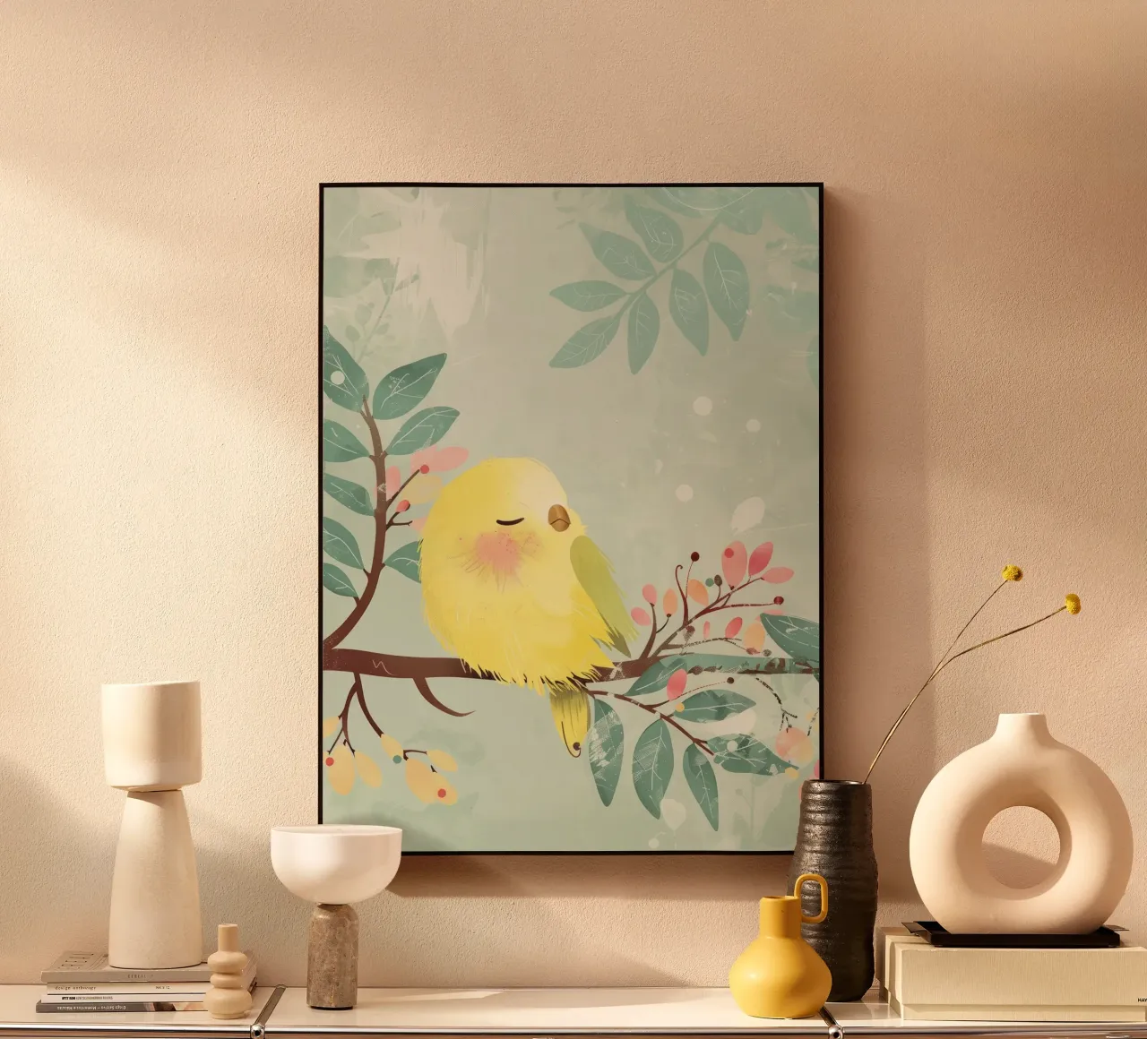 Incantevole Budgie addormentato, esplosione colorata di bellezza piumata alluminio dibond da DesignDoodle