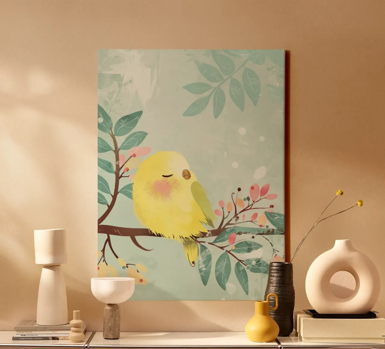Charming sleeping Budgie Colorful Burst of Feathered Beauty canvas by DesignDoodle