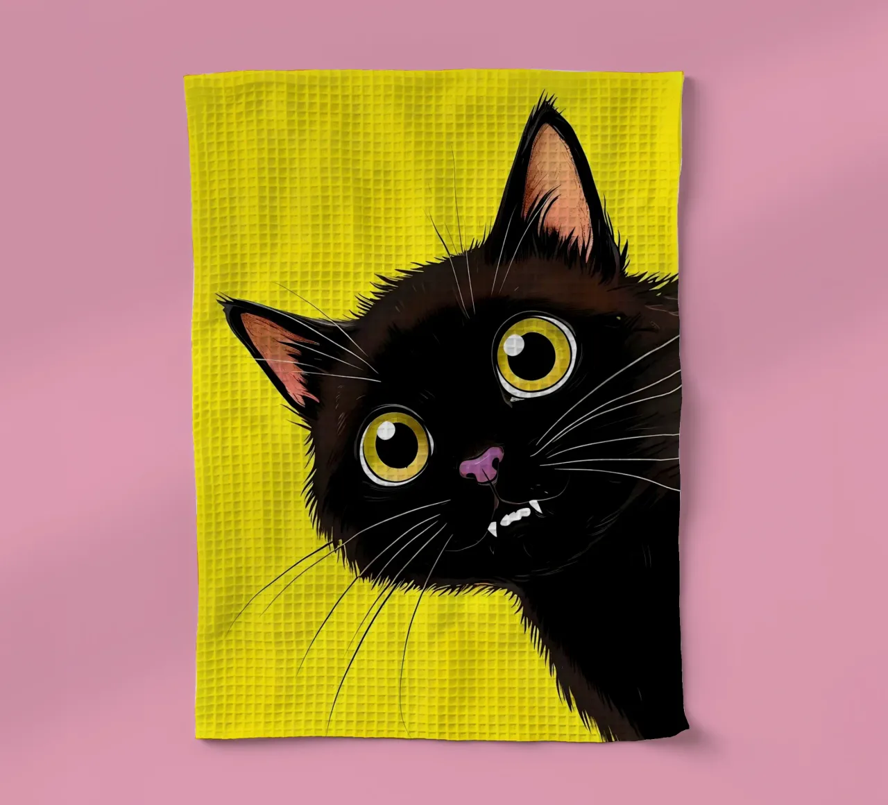 Gatto nero vampiro con occhi gialli canovaccio da cucina da 🥝 KIWI STORE