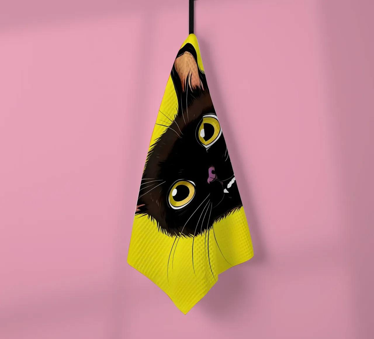 Gatto nero vampiro con occhi gialli canovaccio da cucina da 🥝 KIWI STORE