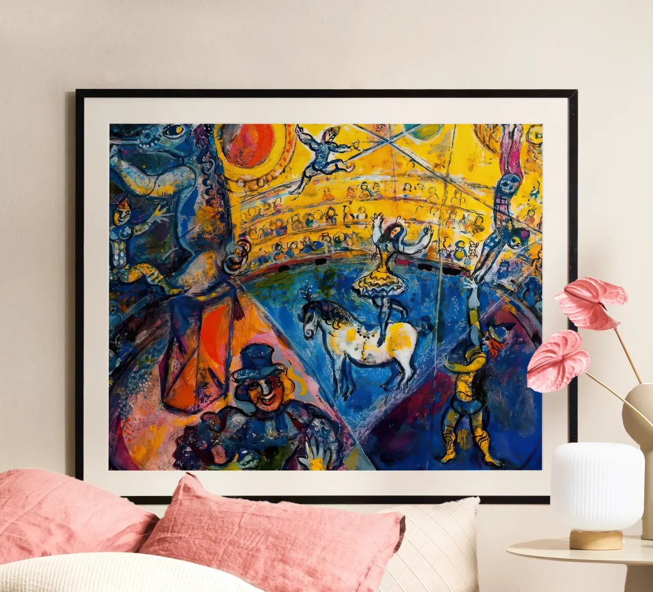 März Chagall Der Zirkus Poster mit Kunststoffrahmen von MC Exhebition