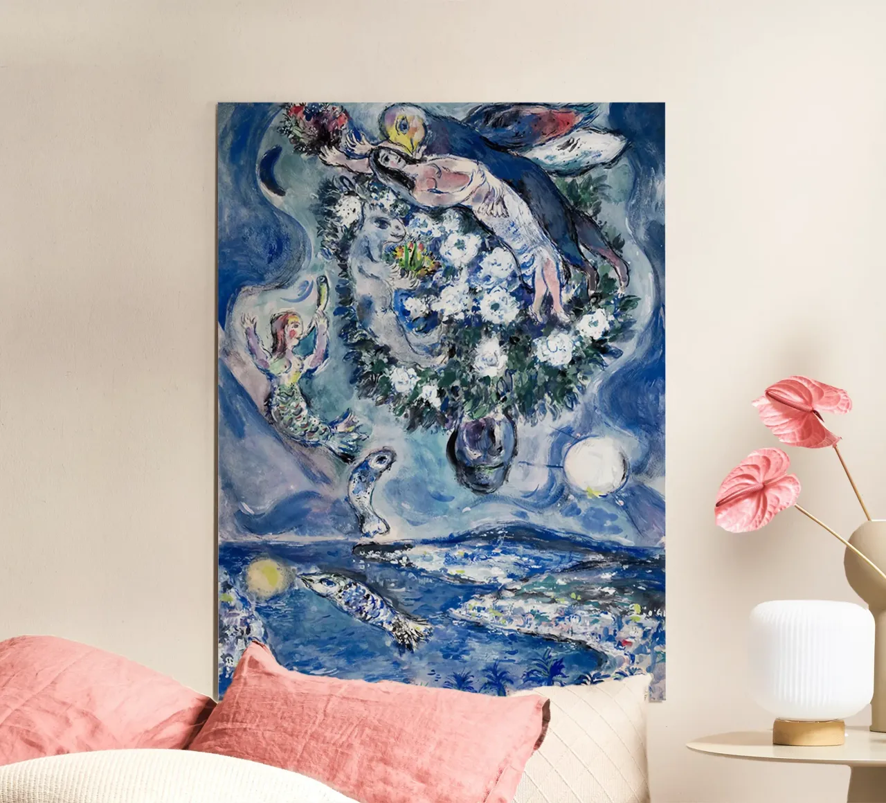March ChagallMARC CHAGALL 'Lovers' Amoureux' Vintage poster with plastic frame by MC Exhebition