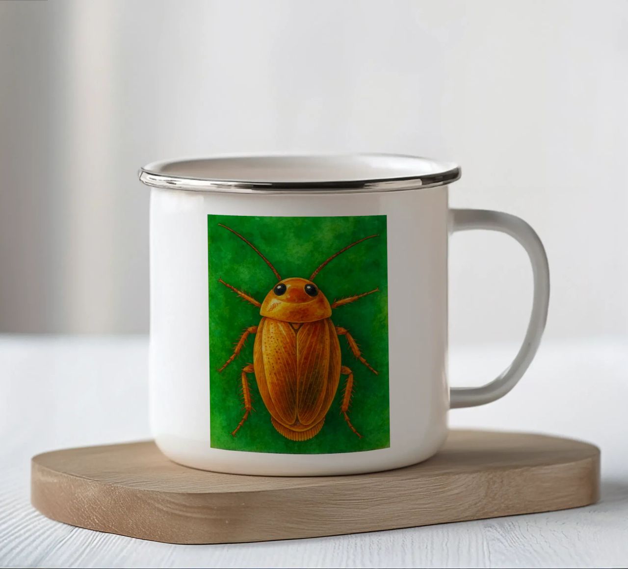 scarafaggio pittura colorata tazza in smalto da toegoe