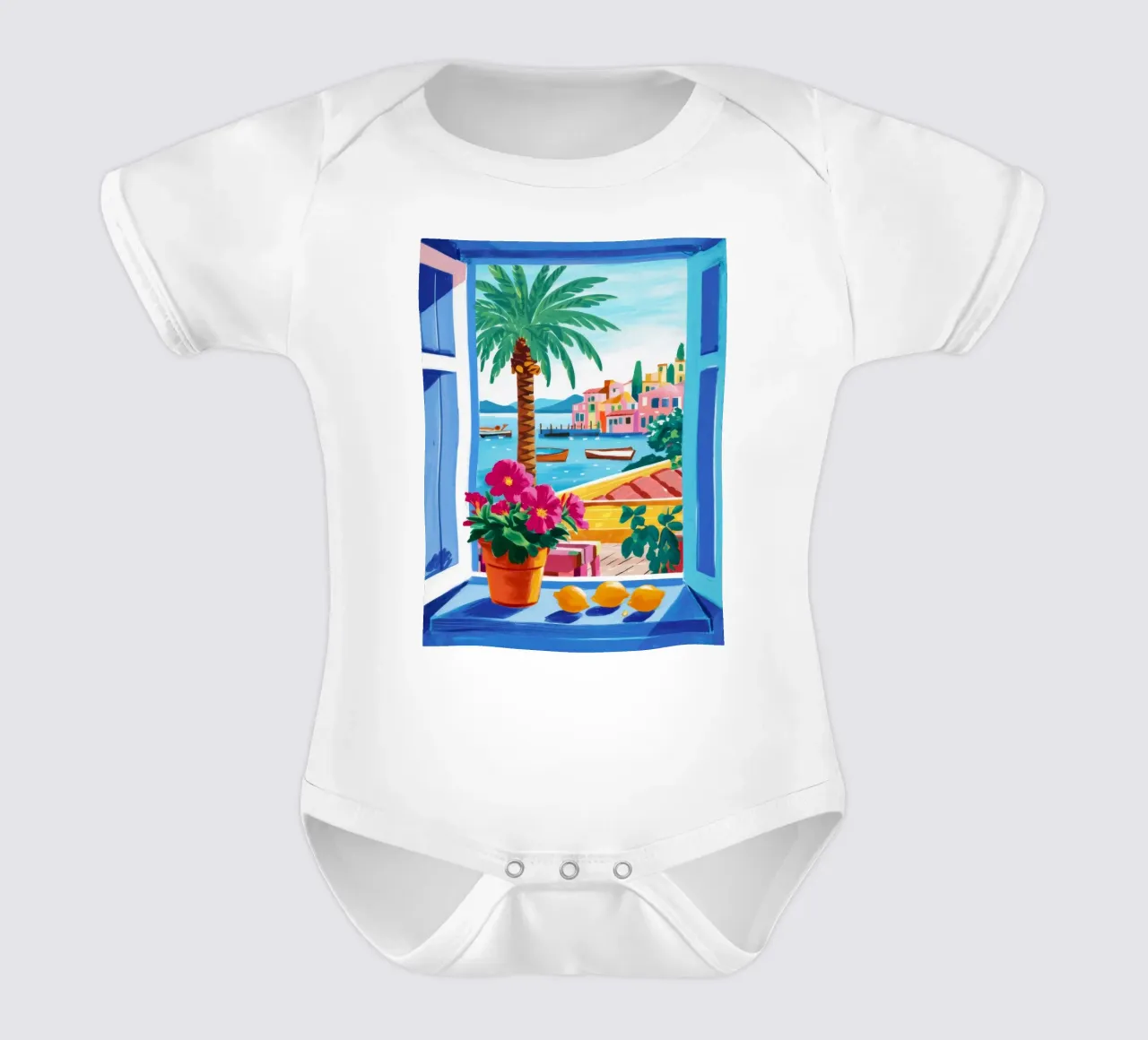 Palmier en pot fleuri body bébé de FadeAura