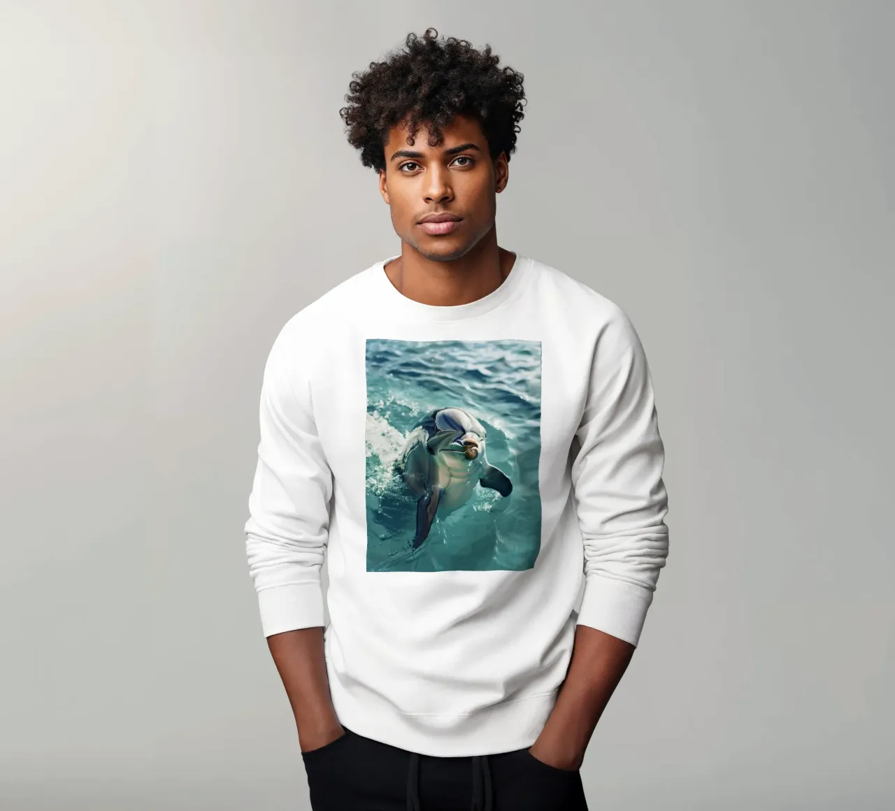 Waves of Joy: The Bottlenose Dolphin in Action sweatshirt by DesignDoodle