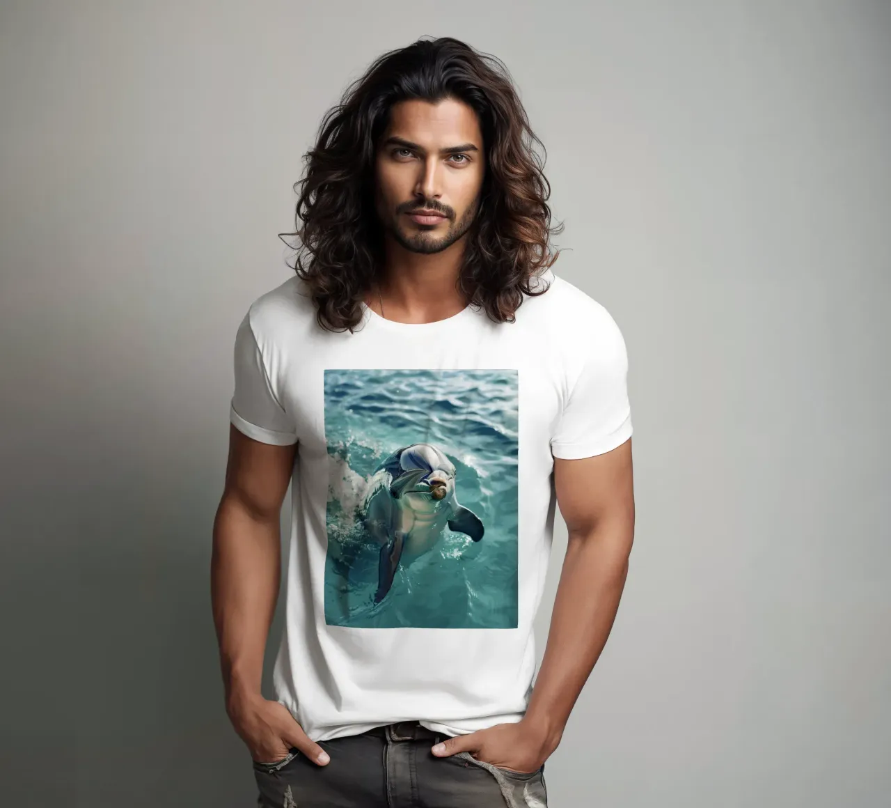 Waves of Joy: The Bottlenose Dolphin in Action t-shirt by DesignDoodle