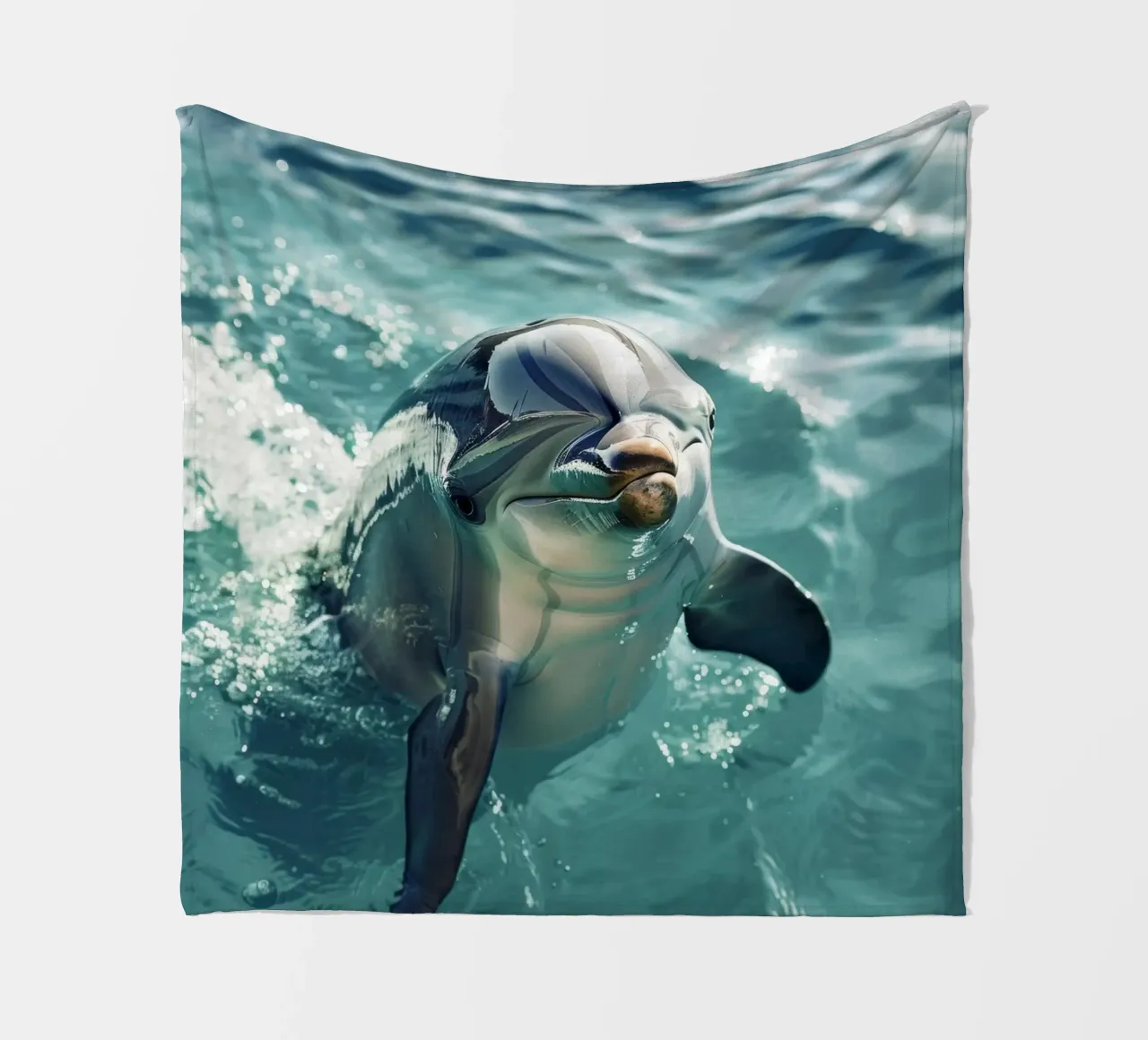 Waves of Joy: The Bottlenose Dolphin in Action fleece blanket by DesignDoodle