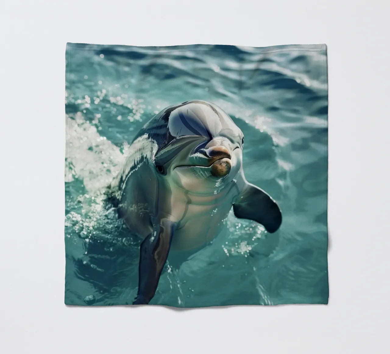 Waves of Joy: The Bottlenose Dolphin in Action fleece blanket by DesignDoodle