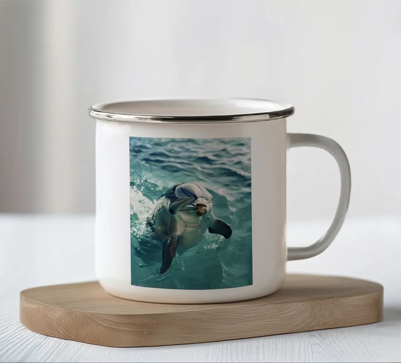 Waves of Joy: The Bottlenose Dolphin in Action enamel mug by DesignDoodle