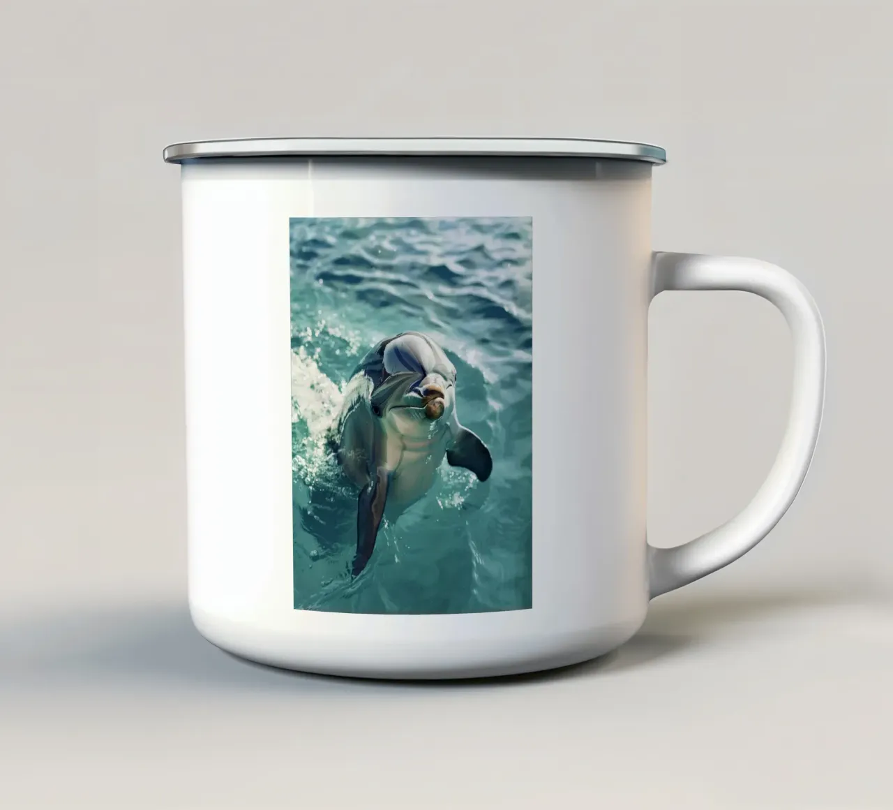 Waves of Joy: The Bottlenose Dolphin in Action enamel mug by DesignDoodle