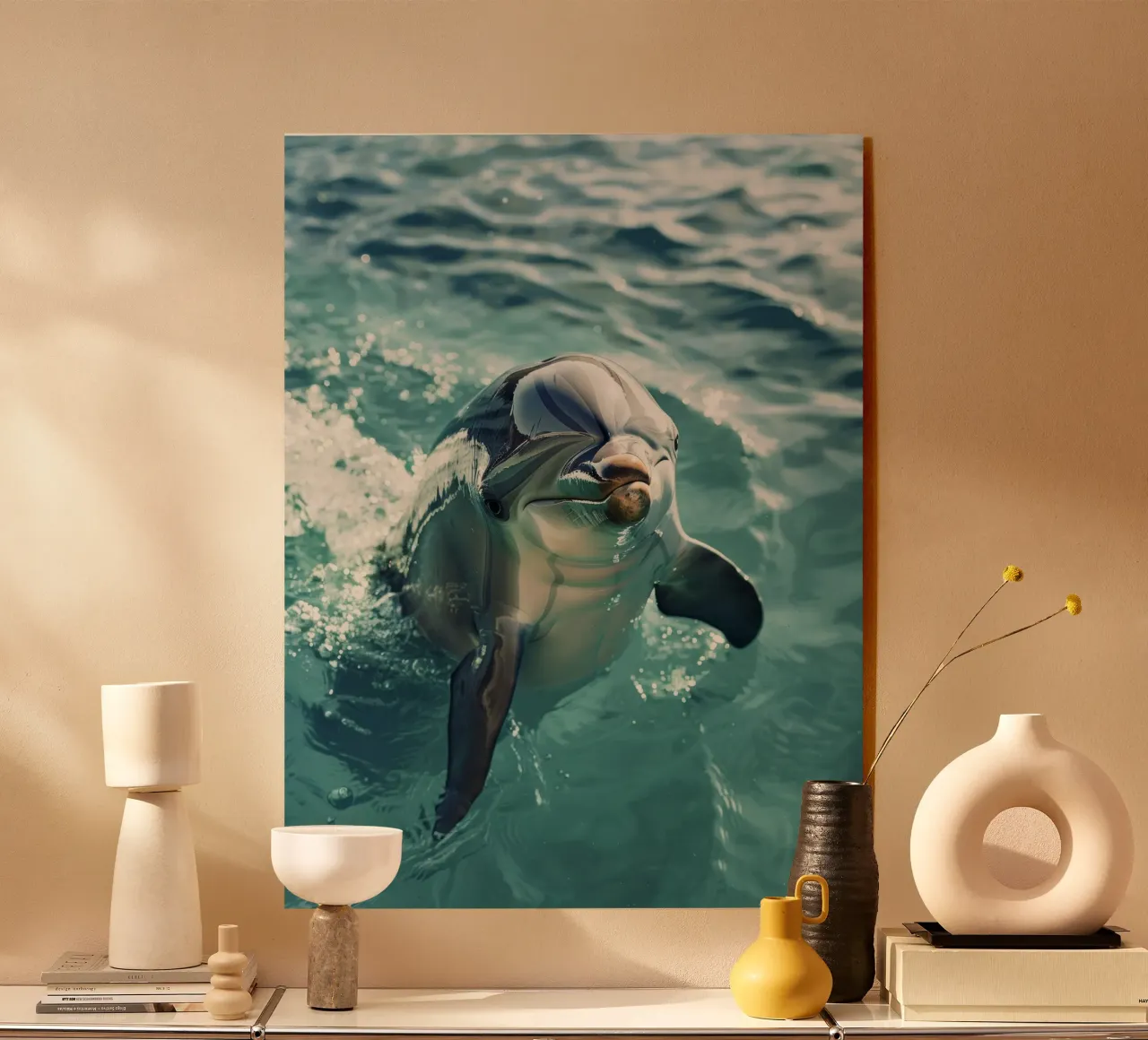 Waves of Joy: The Bottlenose Dolphin in Action acrylic glass by DesignDoodle