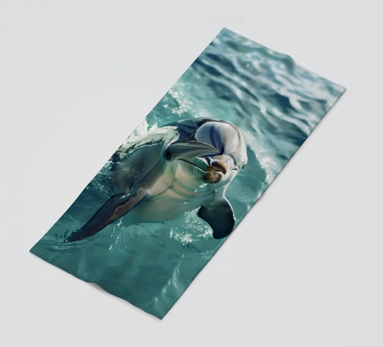 Waves of Joy: The Bottlenose Dolphin in Action beach towel by DesignDoodle