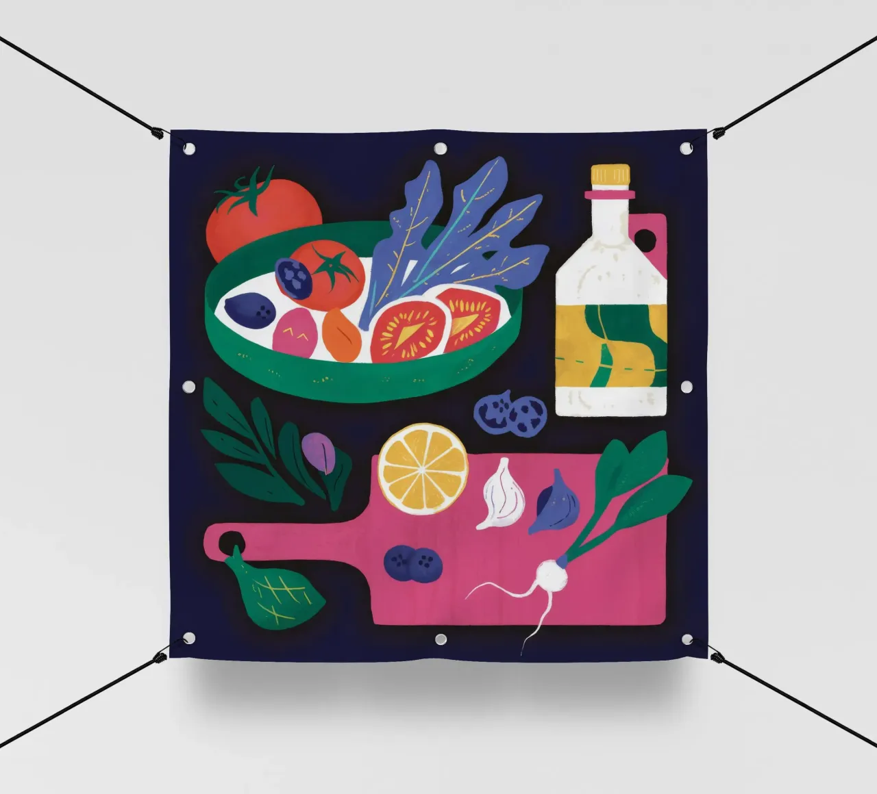 Cena a base di aragosta e vino telo in pvc da Muse Artworks