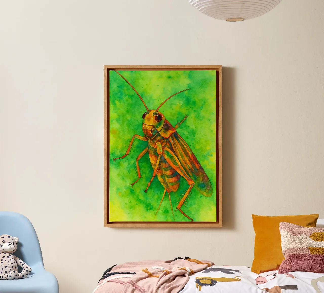grillo pittura colorata tela con Cornice a cassetta da toegoe