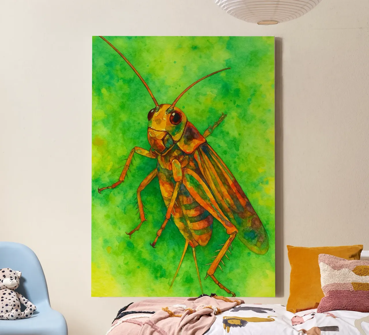 grillo pittura colorata tela con Cornice a cassetta da toegoe