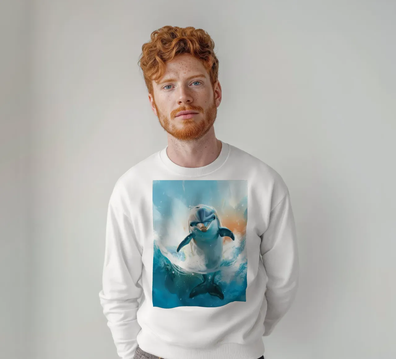 Joyful Leap: The Friendly Bottlenose Dolphin in the Wild sweatshirt by DesignDoodle