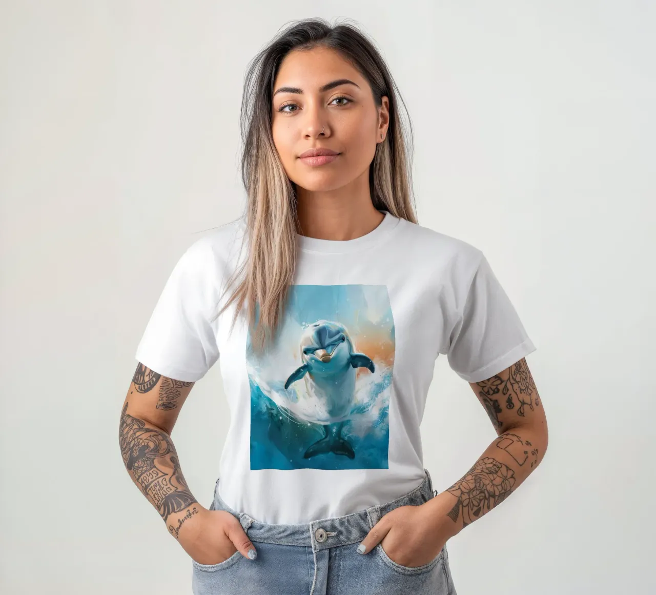 Joyful Leap: The Friendly Bottlenose Dolphin in the Wild t-shirt by DesignDoodle