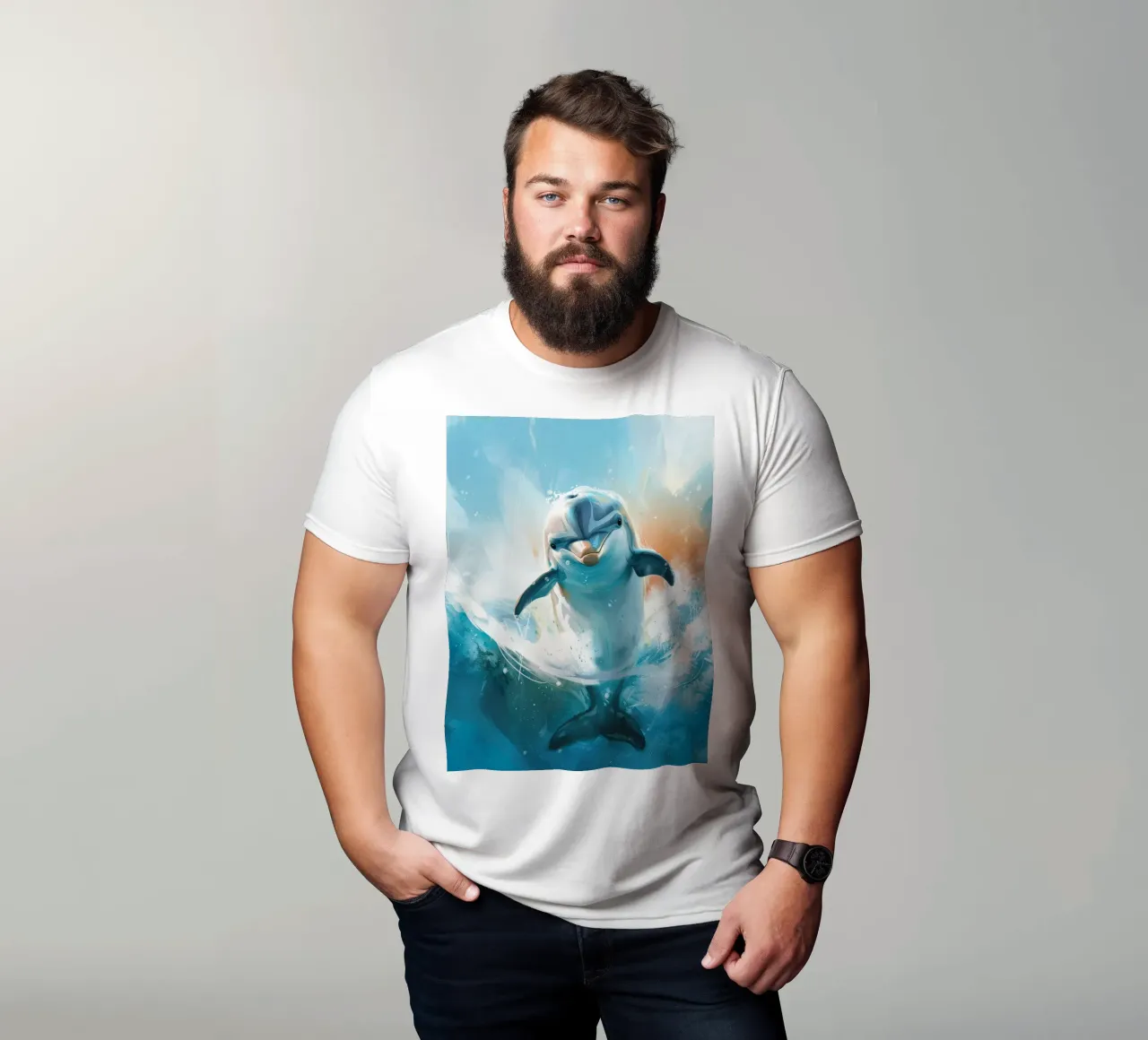 Joyful Leap: The Friendly Bottlenose Dolphin in the Wild t-shirt by DesignDoodle