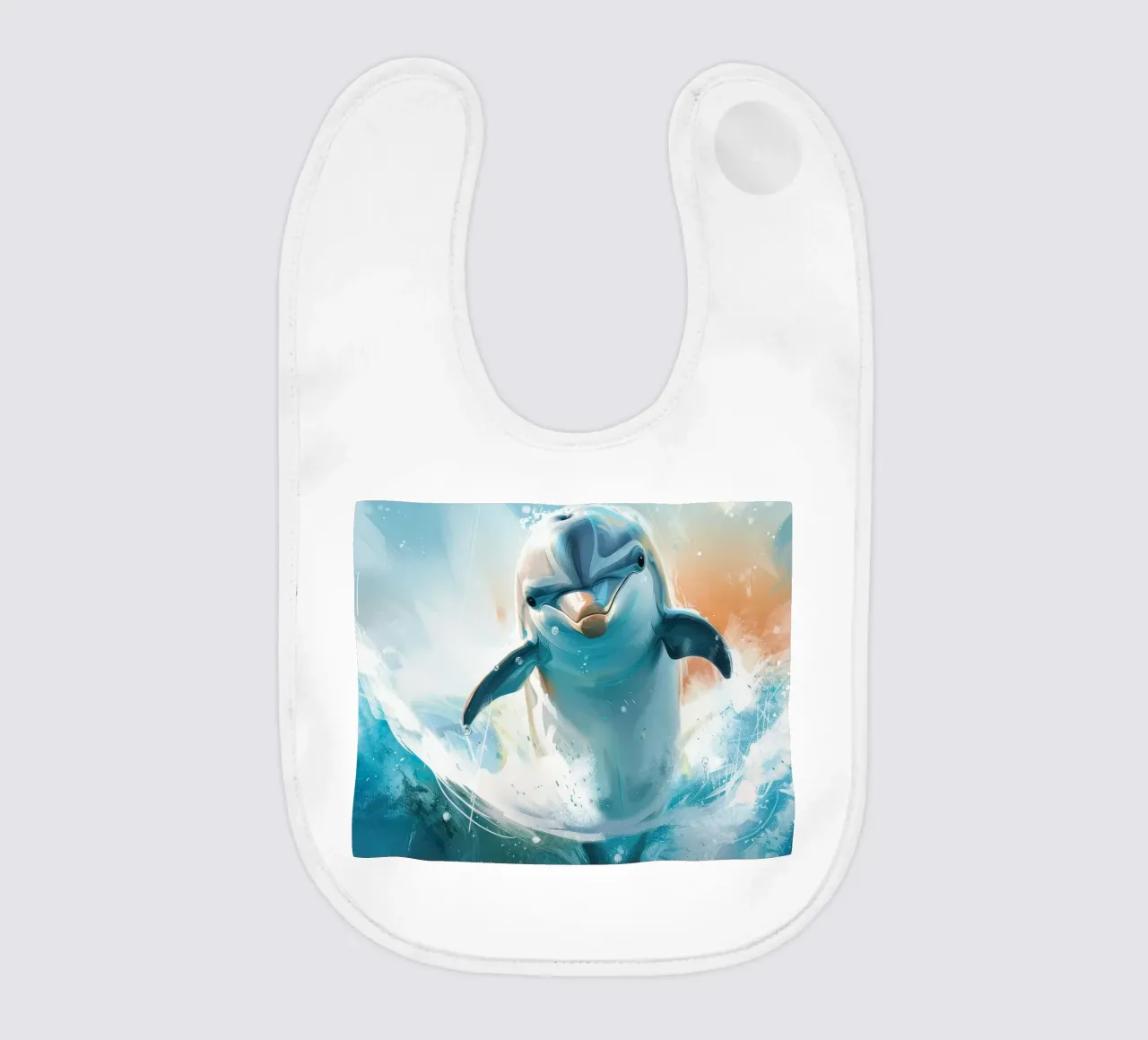 Joyful Leap: The Friendly Bottlenose Dolphin in the Wild baby bib by DesignDoodle