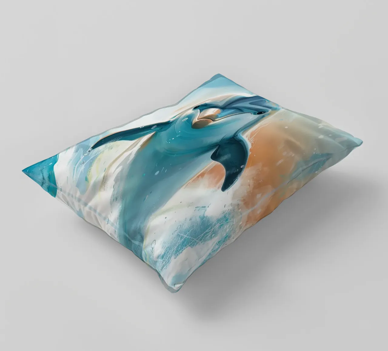 Joyful Leap: The Friendly Bottlenose Dolphin in the Wild decorative cushion by DesignDoodle