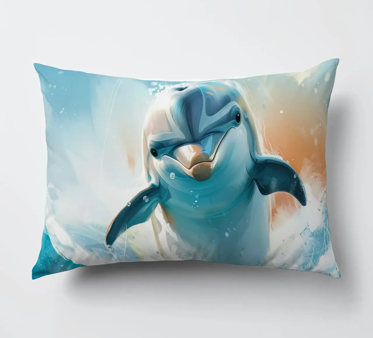 Joyful Leap: The Friendly Bottlenose Dolphin in the Wild decorative cushion by DesignDoodle