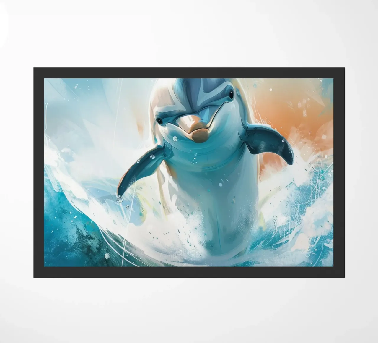 Joyful Leap: The Friendly Bottlenose Dolphin in the Wild doormat by DesignDoodle