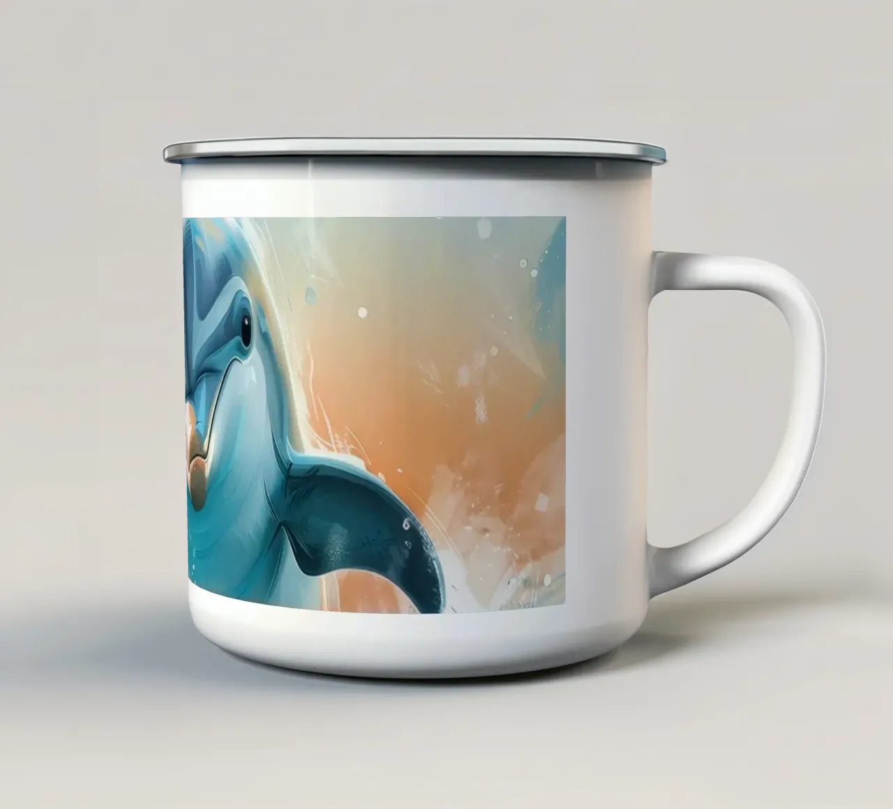 Salto gioioso: l'amichevole delfino tursiope in natura tazza in smalto da DesignDoodle