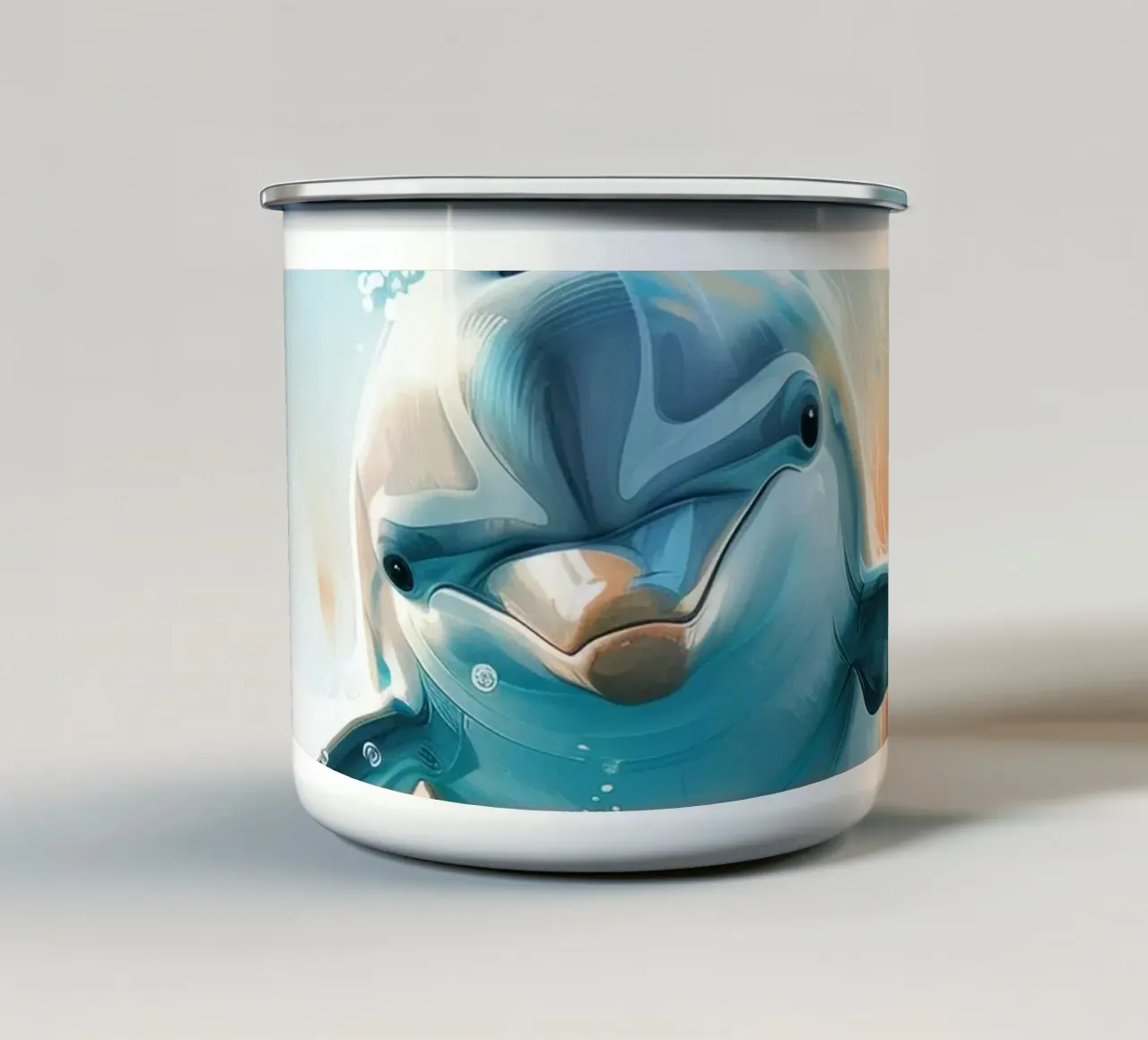 Salto gioioso: l'amichevole delfino tursiope in natura tazza in smalto da DesignDoodle