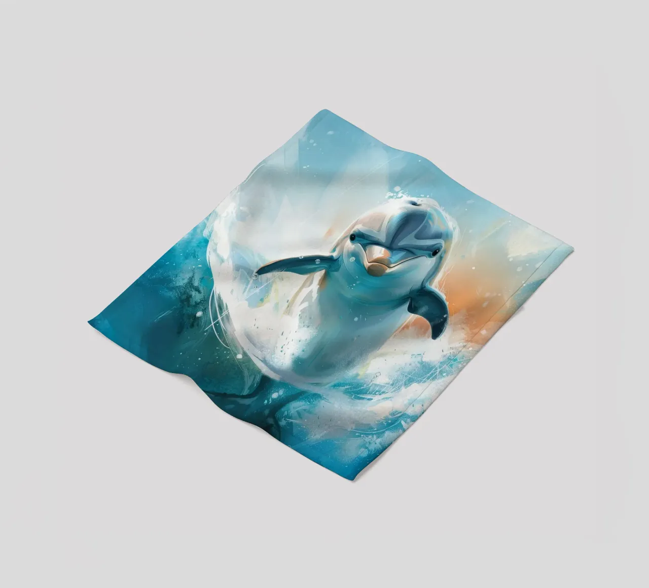 Joyful Leap: The Friendly Bottlenose Dolphin in the Wild fleece blanket by DesignDoodle