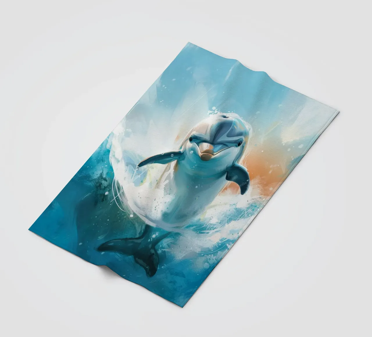 Joyful Leap: The Friendly Bottlenose Dolphin in the Wild fleece blanket by DesignDoodle