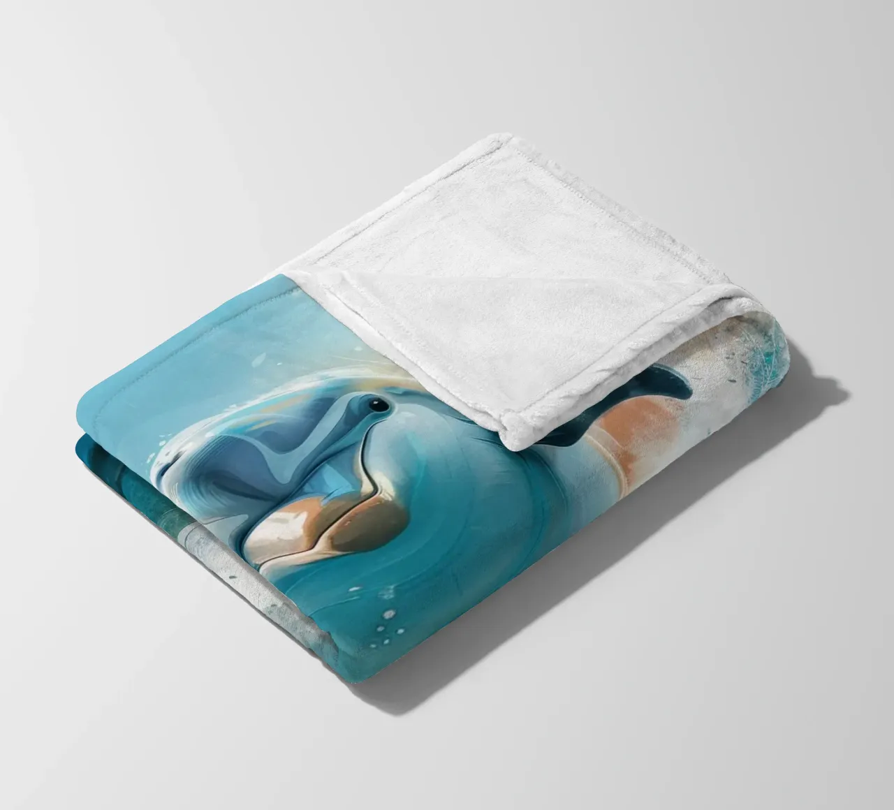 Joyful Leap: The Friendly Bottlenose Dolphin in the Wild fleece blanket by DesignDoodle