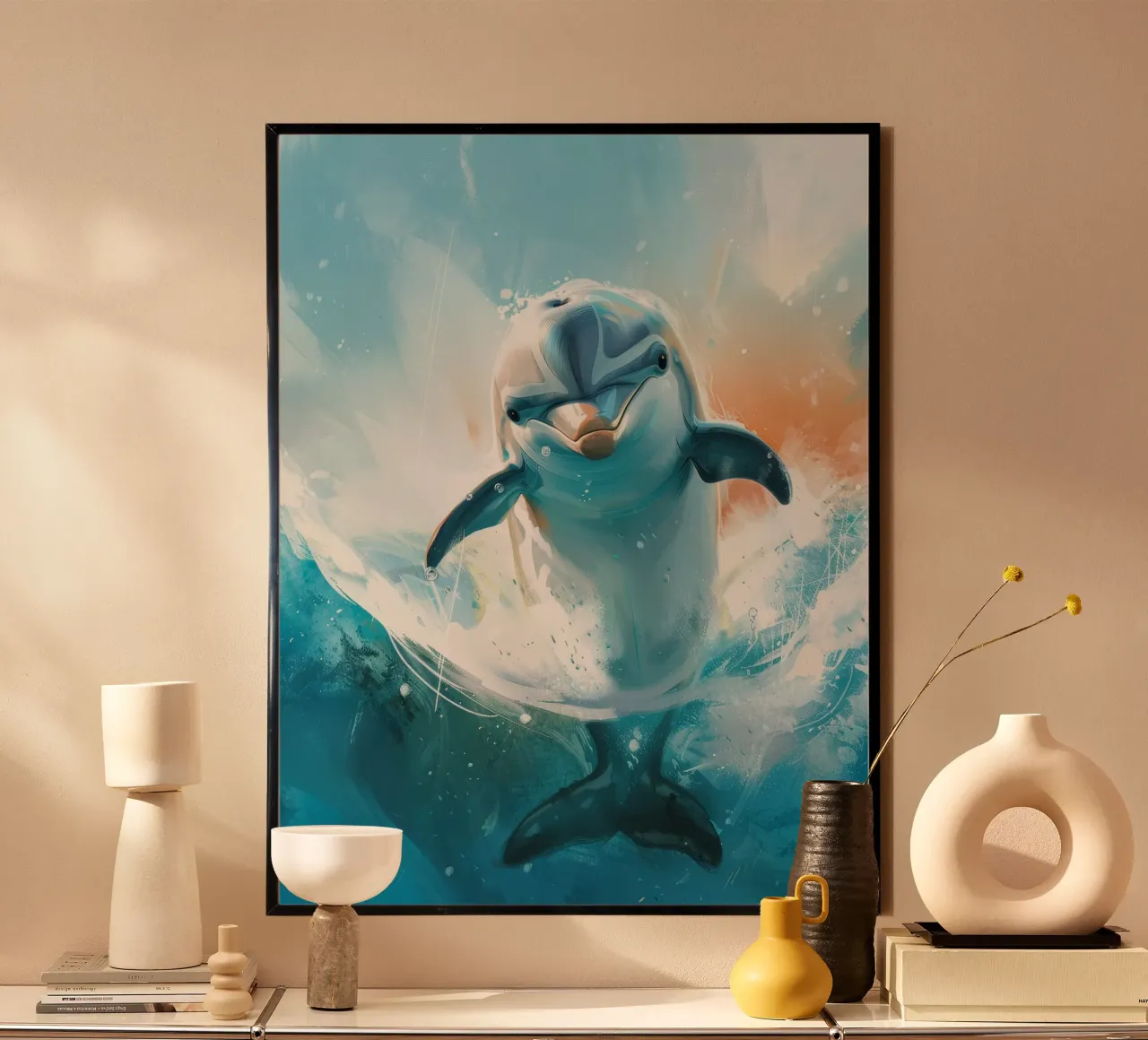 Joyful Leap: The Friendly Bottlenose Dolphin in the Wild hahnemühle by DesignDoodle