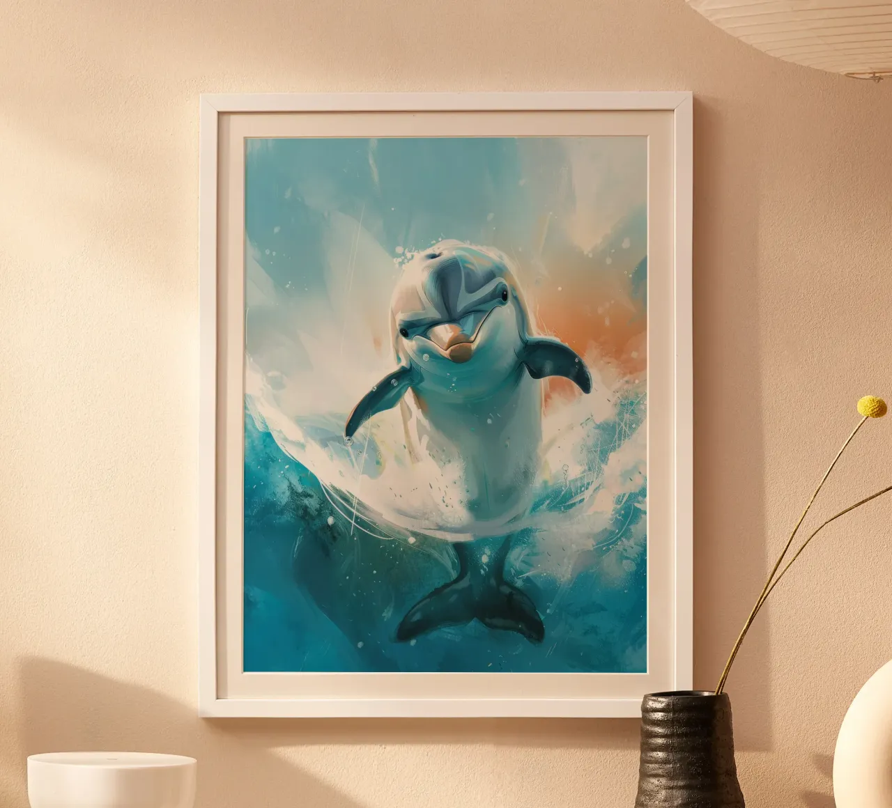 Joyful Leap: The Friendly Bottlenose Dolphin in the Wild hahnemühle by DesignDoodle