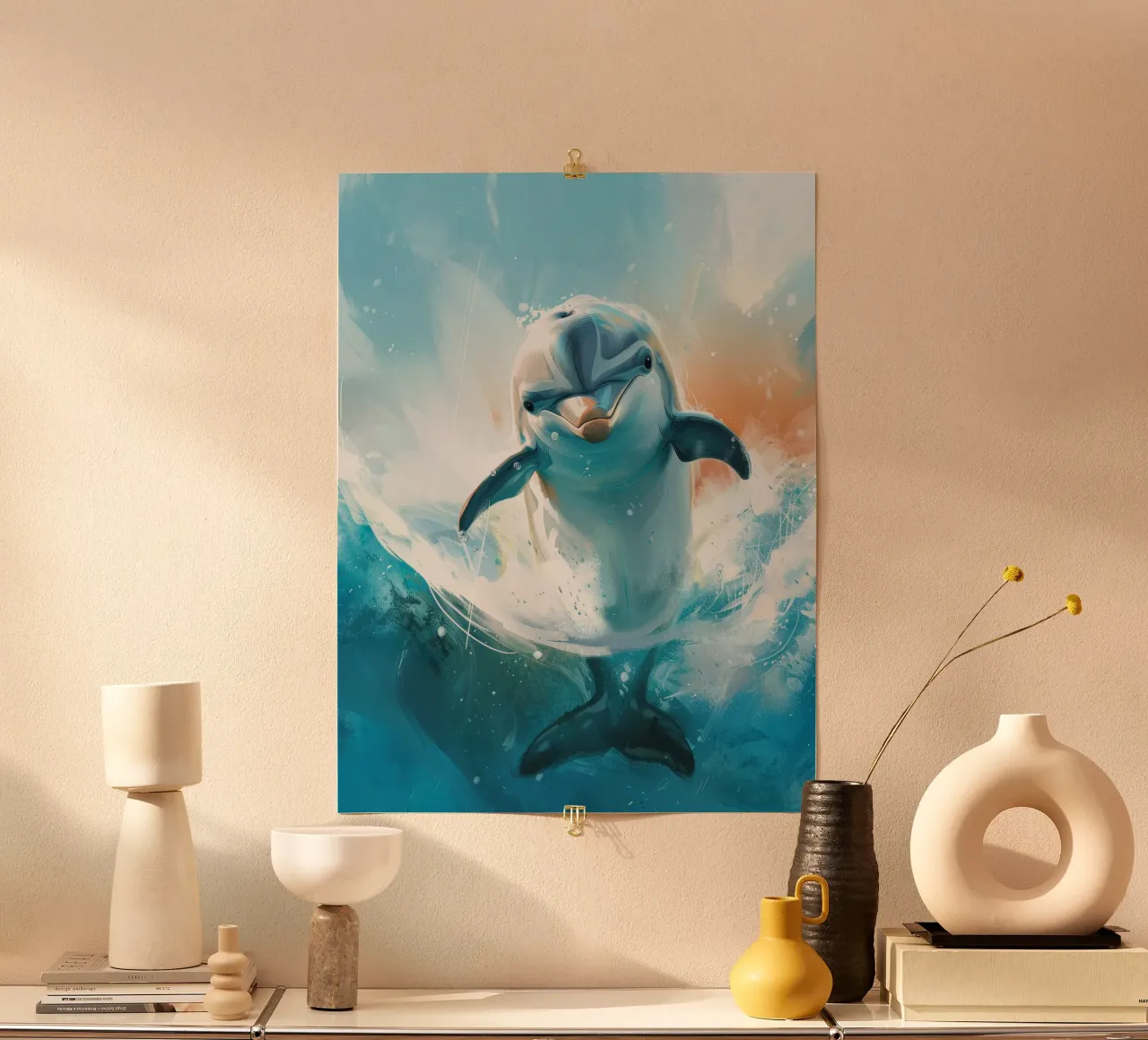 Joyful Leap: The Friendly Bottlenose Dolphin in the Wild hahnemühle by DesignDoodle