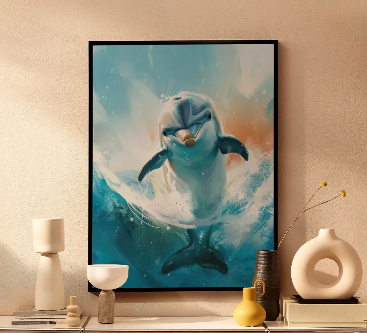 Joyful Leap: The Friendly Bottlenose Dolphin in the Wild hahnemühle by DesignDoodle