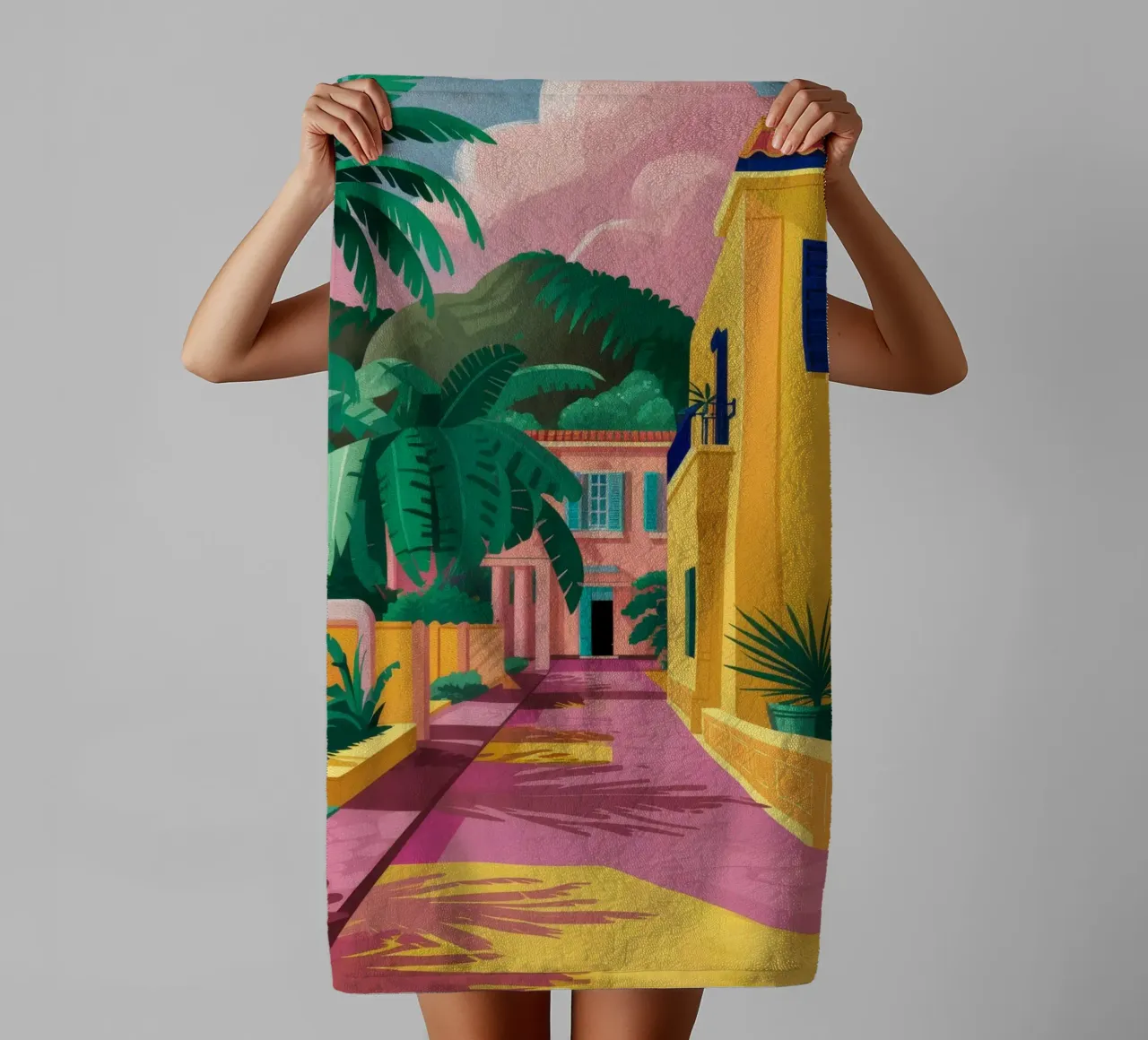 Chemin de la colline jaune serviette de bain de FadeAura
