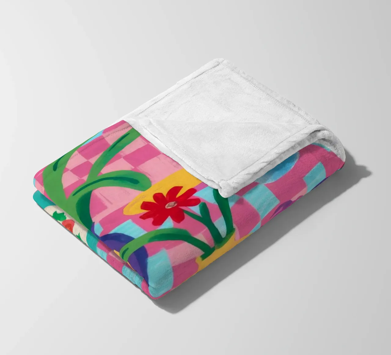Festa a scacchi rosa coperta in pile da Muse Artworks
