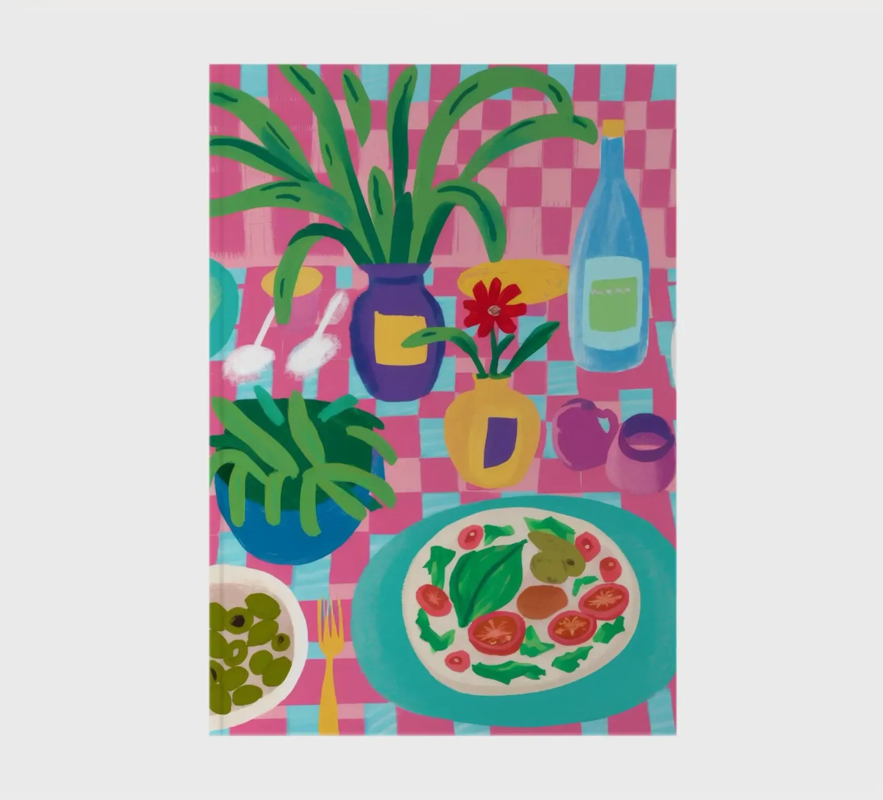 Pink Checkered Feast notebook by Muse Artworks
