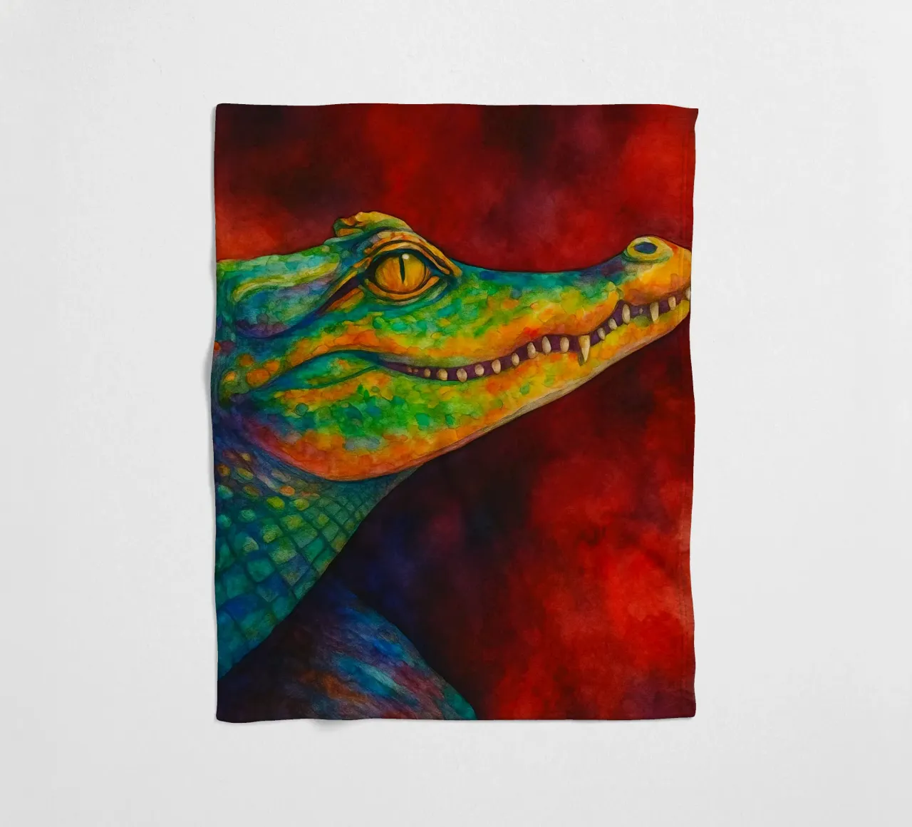 Krokodil buntes Gemälde Fleecedecke von toegoe