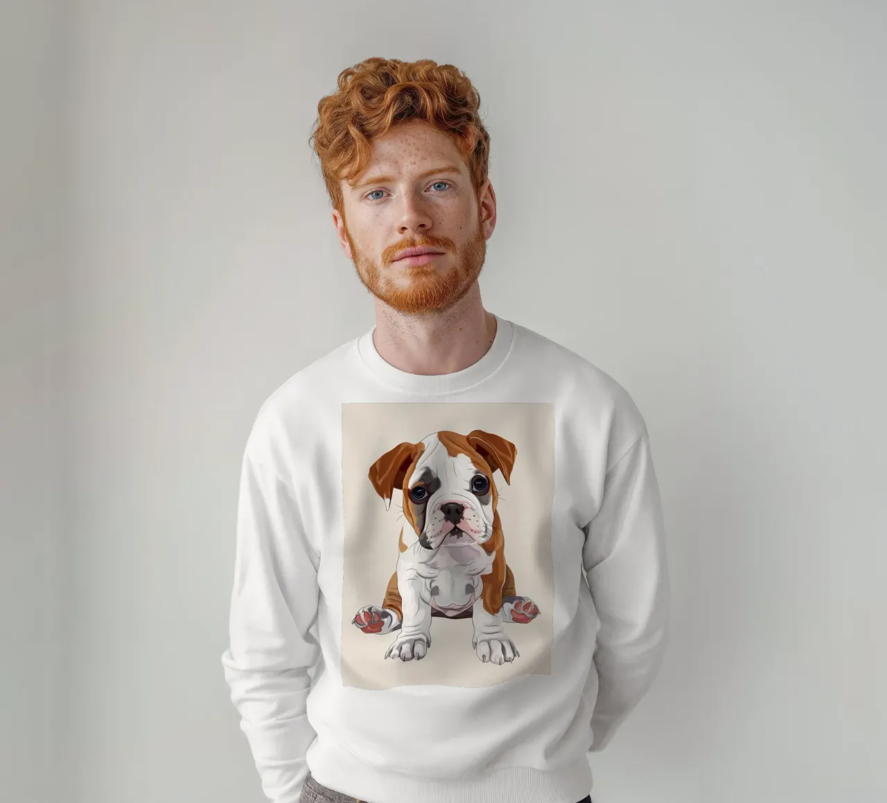Bulldog gentil: Un retrato de la inocencia sudadera de DesignDoodle
