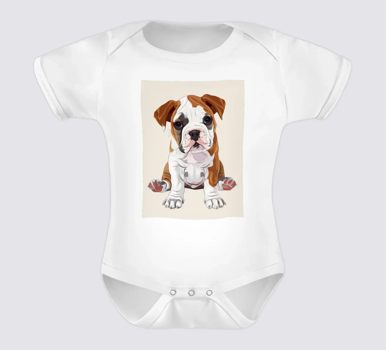 Bulldog gentile: Un ritratto dell'innocenza body neonato maniche corte da DesignDoodle