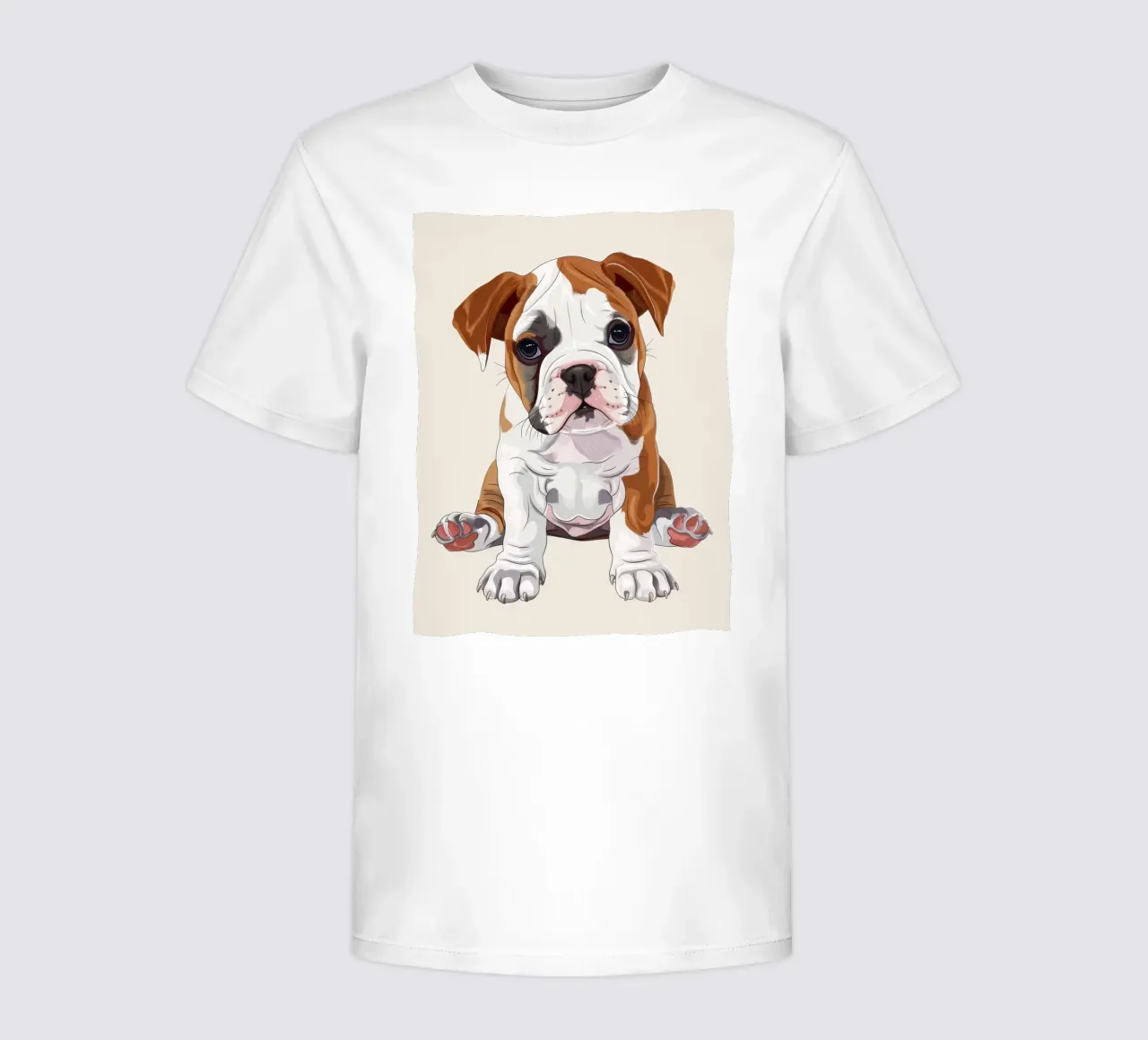 Sanfte Bulldogge: Ein Porträt der Unschuld Kinder T-Shirt von DesignDoodle