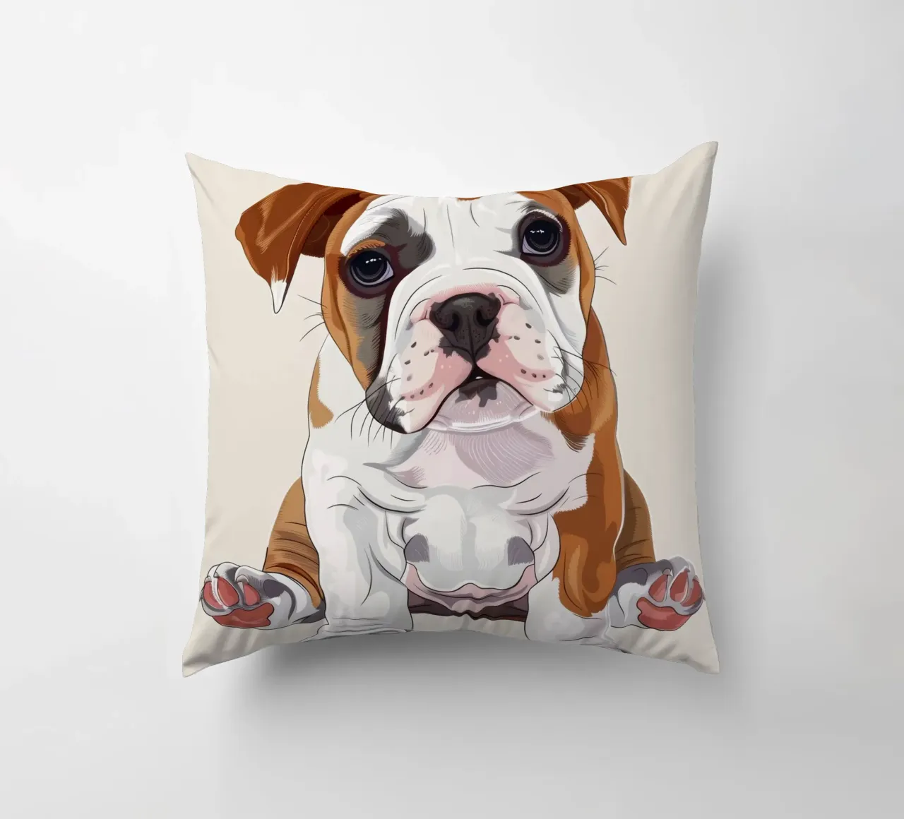 Bulldog gentile: Un ritratto dell'innocenza cuscino da DesignDoodle