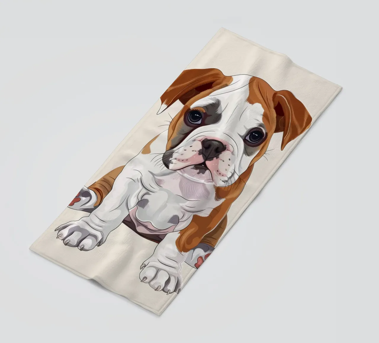 Bulldog gentile: Un ritratto dell'innocenza telo mare da DesignDoodle