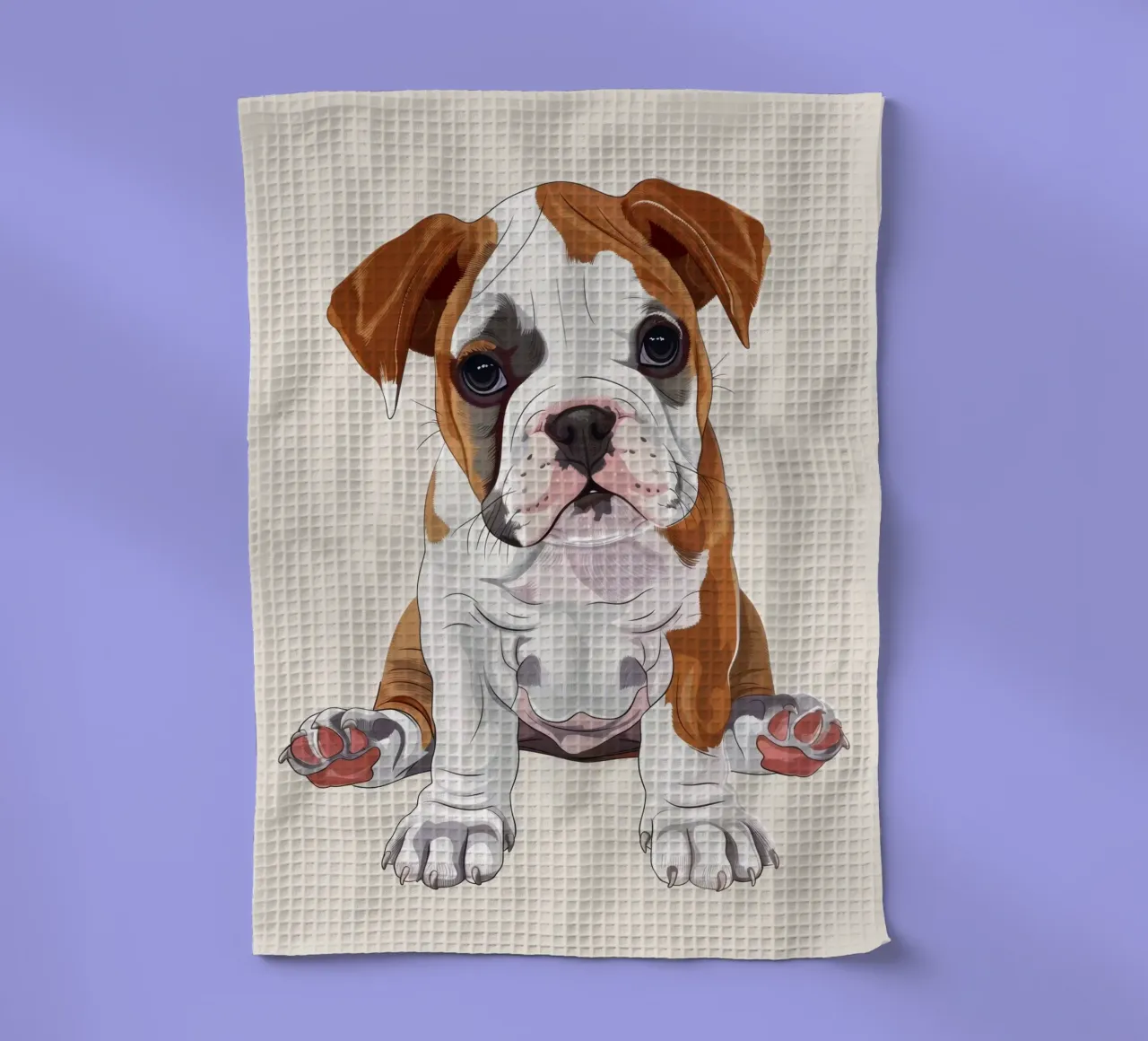Le gentil bouledogue : Un portrait de l'innocence torchon de DesignDoodle
